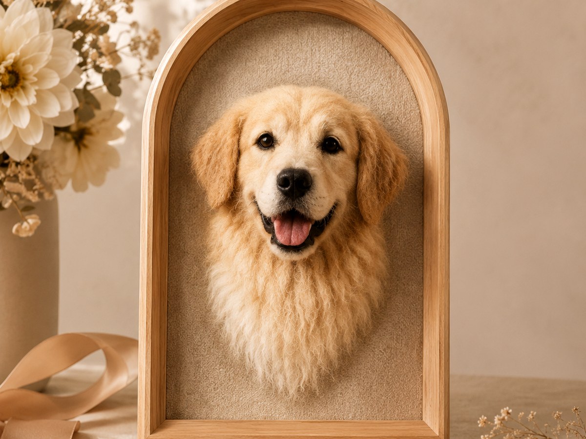 felted dog portrait
