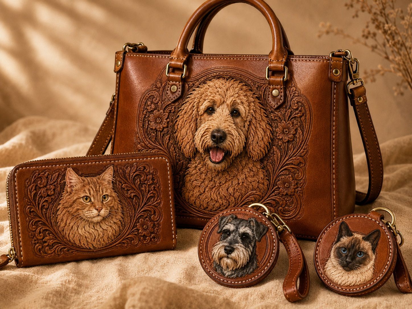 Handcrafted Leather Pet Portrait Accessories