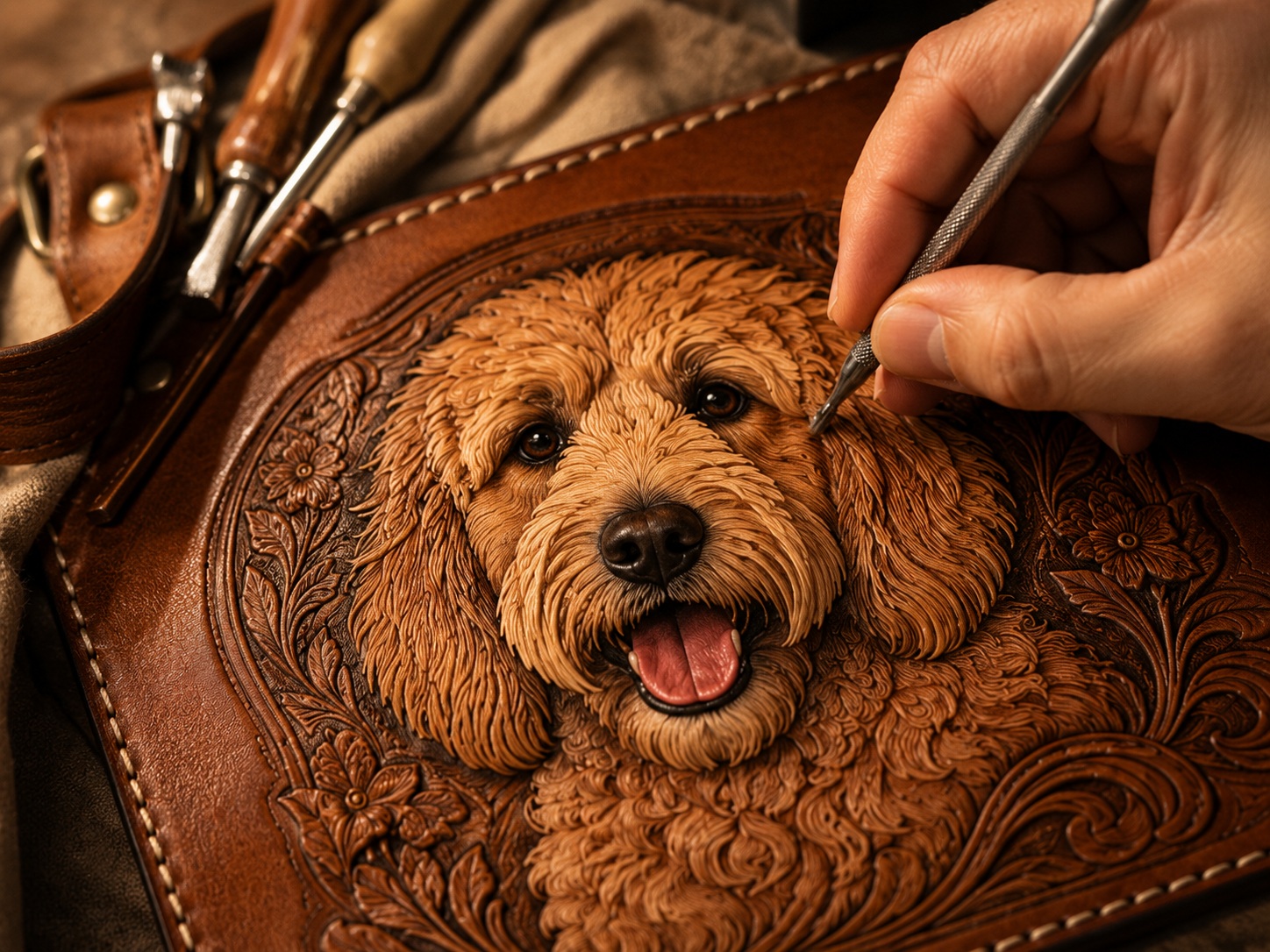 Handcrafted Leather Pet Portrait Accessories example 5