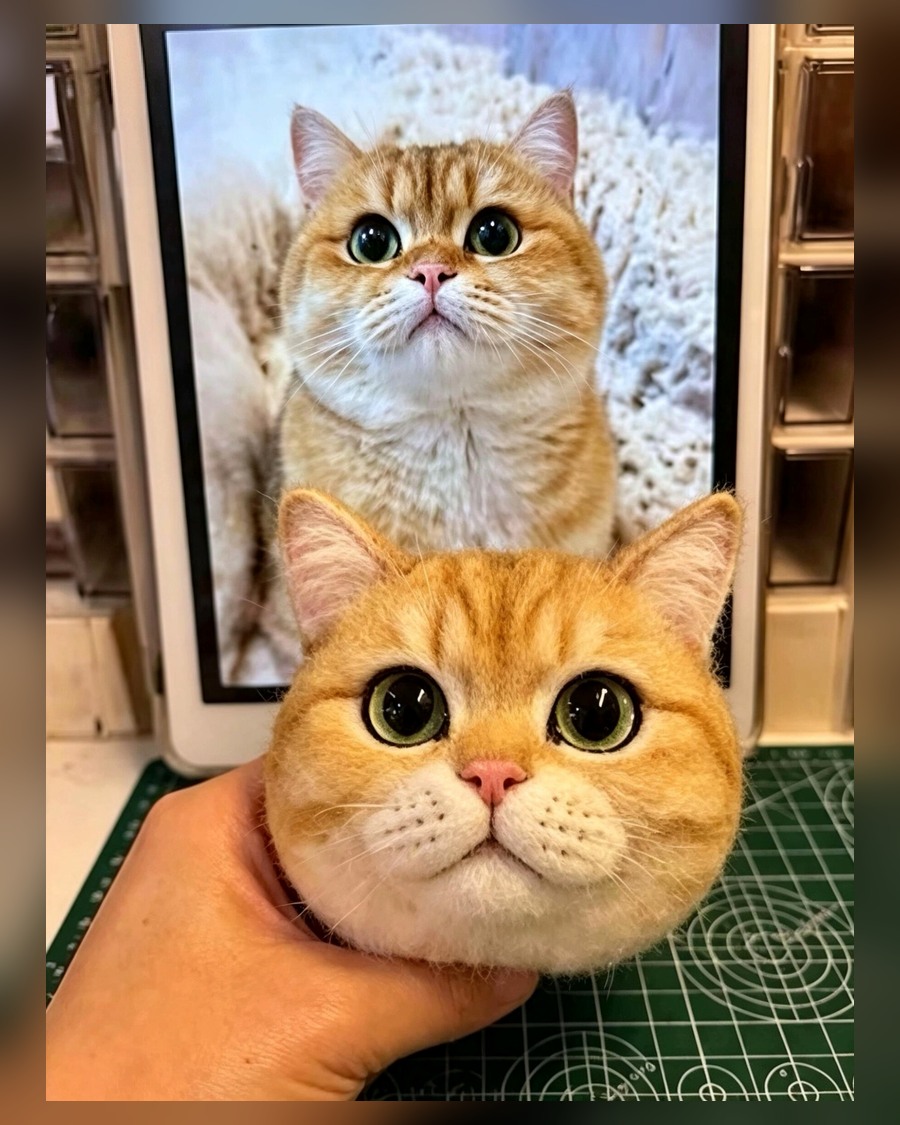 Real work sample — 3D Felted Pet Portrait Sculptures