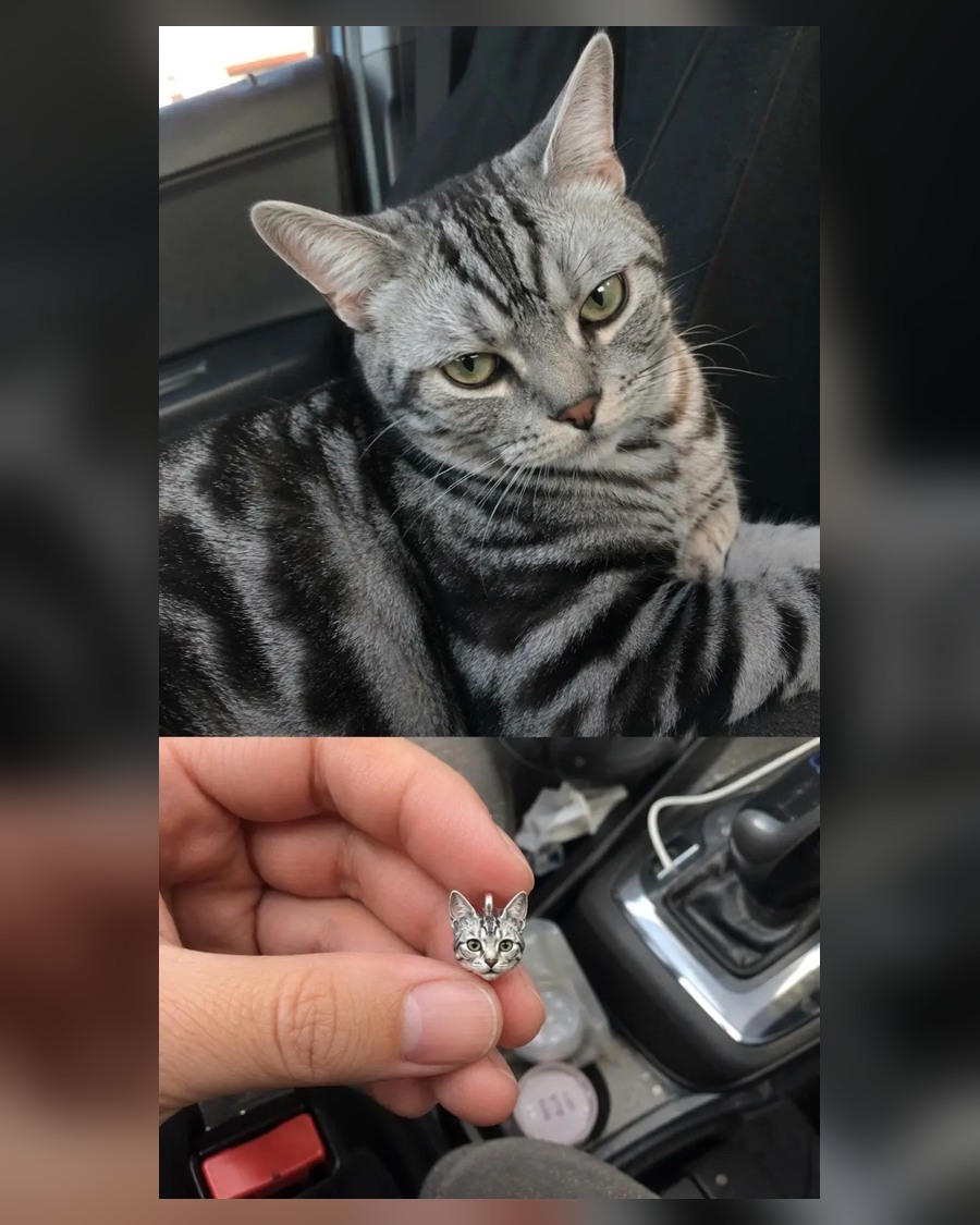 Real work sample — Handcrafted Silver Pet Portrait Pendants
