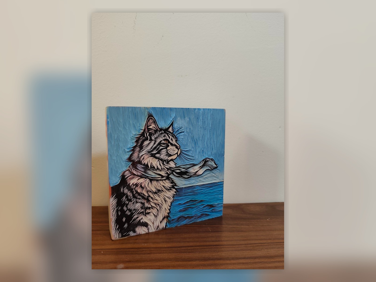 Real Hand-Carved Woodblock Pet Prints work sample