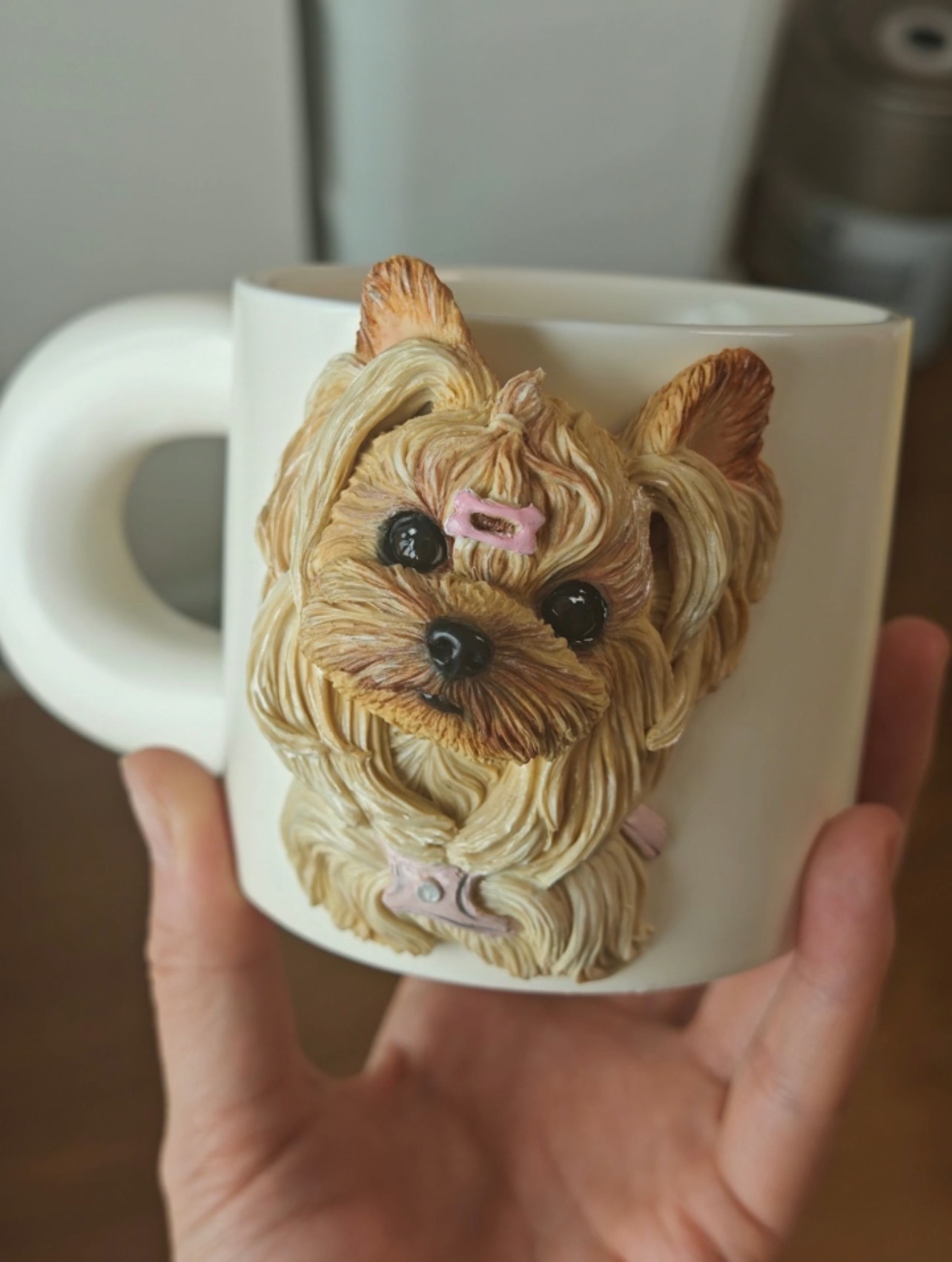 3D sculpted pet portrait mug