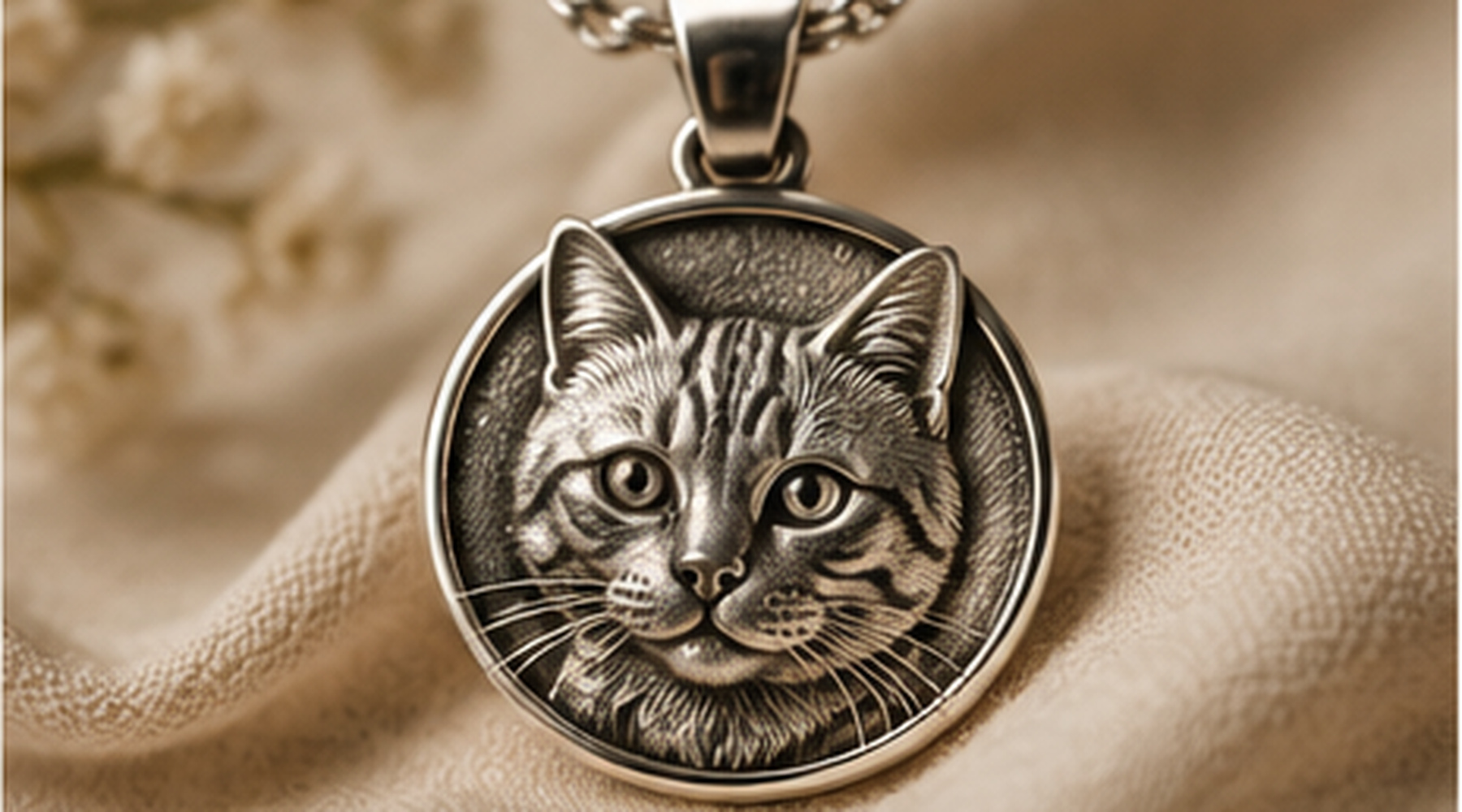 Handcrafted Silver Pet Portrait Pendants example 2